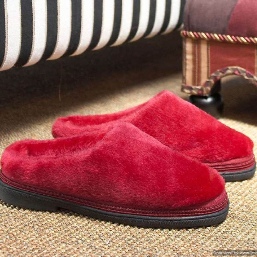Plush Red Slippers