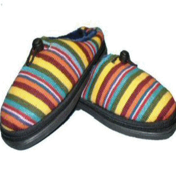 Stripy Slippers with Tying Toggle